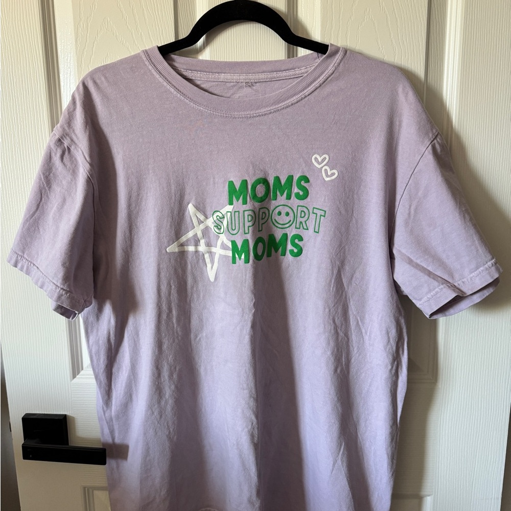 Purple and Green Short Sleeve Tee Moms Support Moms